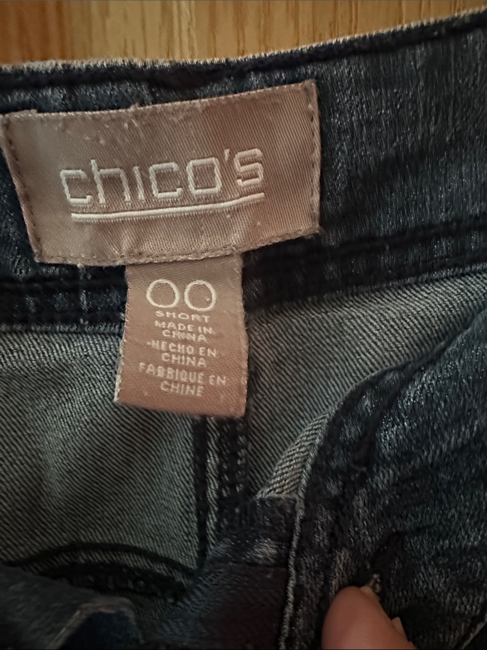 Chico's Straight-Leg Jeans with Rhinestone Detail — Dark Blue - Picture 2 of 3